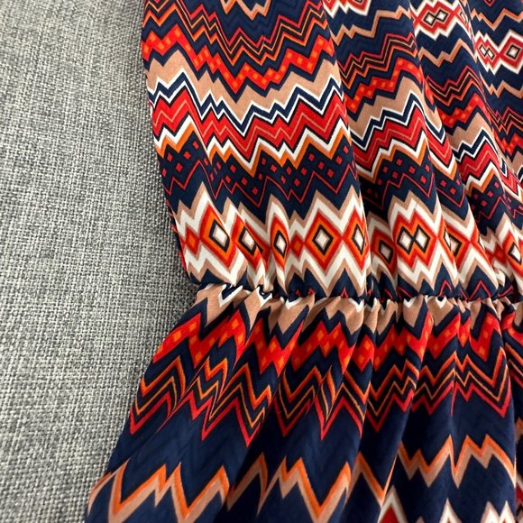 Sunday in Brooklyn Dress Elastic Waist Sleeveless Lightweight Small Orange Blue - Picture 4 of 11